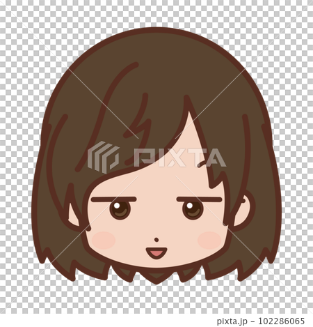 Face / facial expression icon (jito eyes / contempt / suspicion / amazed) / female / young [1] 102286065