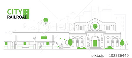City railroad - thin line design style vector illustration 102286449