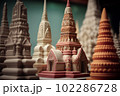 Wat Arun, in Bangkok, Thailand. Plasticine illustration. Generative AI 102286728