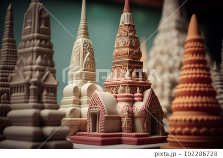 Wat Arun, in Bangkok, Thailand. Plasticine illustration. Generative AI Wat Arun, in Bangkok, Thailand. Plasticine illustration. Generative AI 102286728