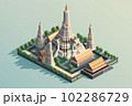 Wat Arun, in Bangkok, Thailand. Isometric illustration. Generative AI 102286729