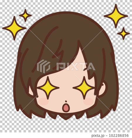 顔・表情アイコン（目をキラキラ輝かせる）/女性・若い【1】 102286856