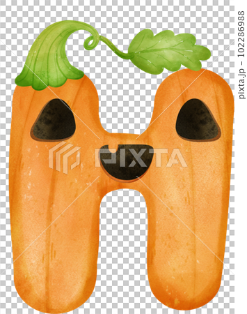 Cute font H kawaii face Halloween pumpkin alphabet lettering watercolour hand drawing Cute font H kawaii face Halloween pumpkin alphabet lettering watercolour hand drawing 102286988