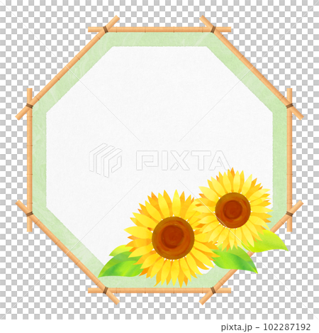 八角形のフレーム ひまわり すだれ 夏フレーム 102287192