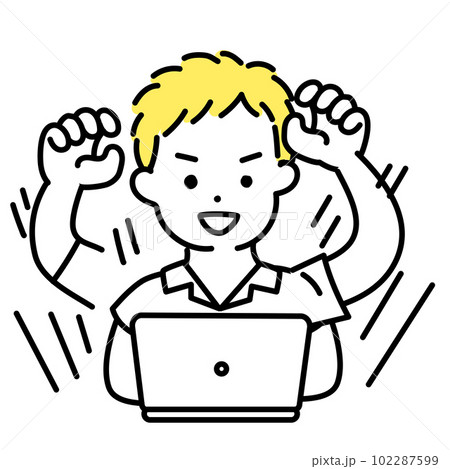 かわいい人物のイラストシリーズ _ 男性の学生 _ 捗る かわいい人物のイラストシリーズ _ 男性の学生 _ 捗る 102287599