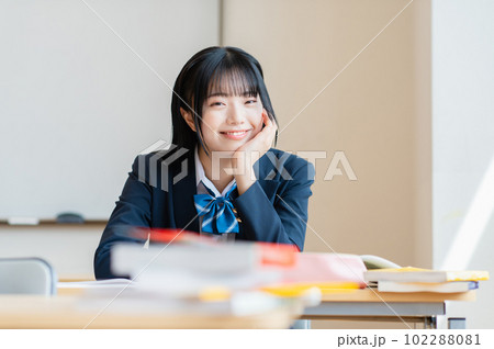 塾で勉強する女子高生 102288081