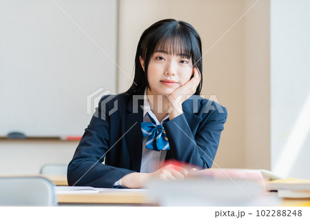 塾で勉強する女子高生 102288248