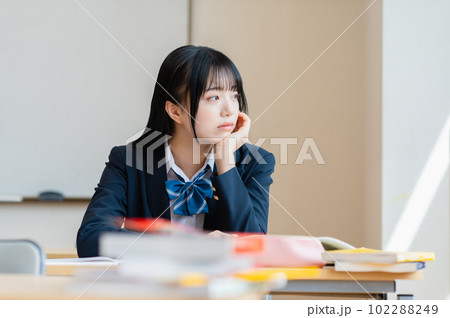 塾で勉強する女子高生 102288249