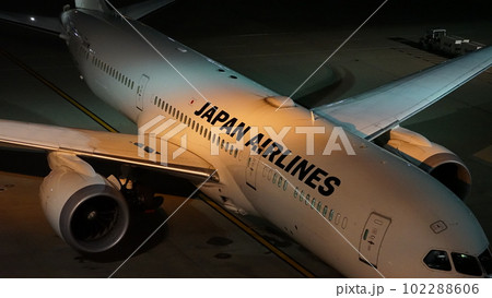夜の飛行機・機体・羽田空港 102288606