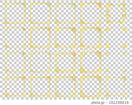 中華風の金の角装飾の正方形フレームセット 中華風の金の角装飾の正方形フレームセット 102288818