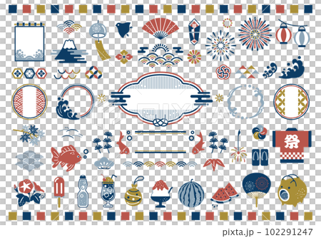 Summer material and Japanese style frame design set 102291247