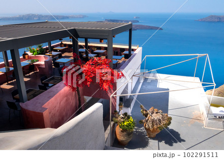 Cafe with sea view, Santorini, Greece Cafe with sea view, Santorini, Greece 102291511