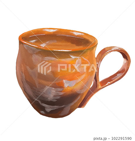 橙色の陶器のコップのイラスト素材 [102291590] - PIXTA