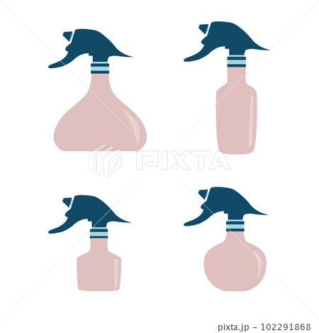 Set with different spray bottle. Hairdresser tool flat isoleted icon 102291868