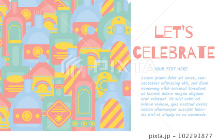 Let s celebrate concept with different bottles of alcohol drinks. Party, pub, restoraunt or club banner. alcohol coctail. Vector illustration 102291877