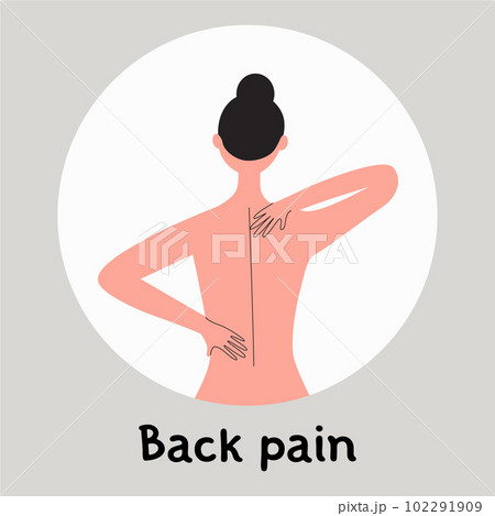 Young woman suffering from chronick back pain. Backache concept. Healthcare flat vector medical illustration 102291909