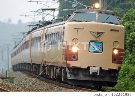 北陸本線　細呂木ー芦原温泉　JR西日本　485系　A08編成（京都）　雷鳥 102291986