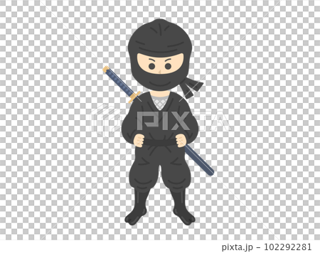 刀を背負った、忍者のイラスト 102292281
