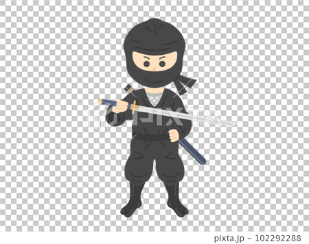 刀を持った、忍者のイラスト 刀を持った、忍者のイラスト 102292288