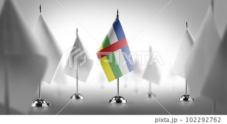 The national flag of the Central African Republic surrounded by white flags 102292762