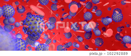 Coronavirus 2019-nCov novel coronavirus concept resposible for flu outbreak and coronaviruses influenza as dangerous as a pandemic. Microscope virus close up. 3d rendering. 3d illustration 102292889
