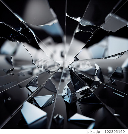 A world in pieces. A black and white portrayal of the inevitability of decay and disintegration through the symbolism of broken glass. AI-generated A world in pieces. A black and white portrayal of the inevitability of decay and disintegration through the symbolism of broken glass. AI-generated 102293160