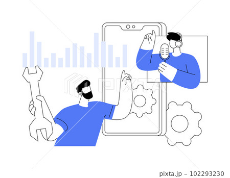 Smart speaker apps development abstract concept vector illustration. Smart speaker apps development abstract concept vector illustration. 102293230