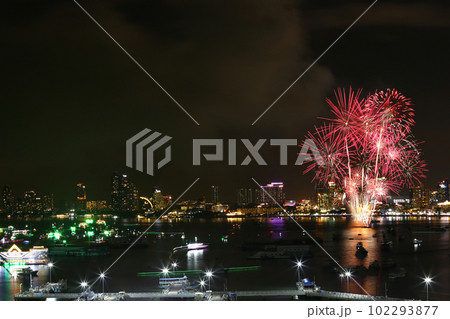 Fireworks show at Pattaya beach. 102293877