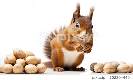 白背景のリス 102294440