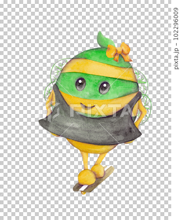 The bee is riding a skateboard. Cartoon isolated illustration. Watercolor drawing The bee is riding a skateboard. Cartoon isolated illustration. Watercolor drawing 102296009