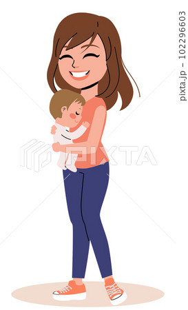 Young Mother Comforting Newborn Boy 102296603