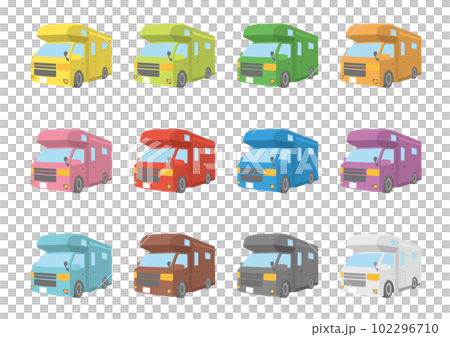 シンプルなキャンピングカーのイラストのセット 102296710