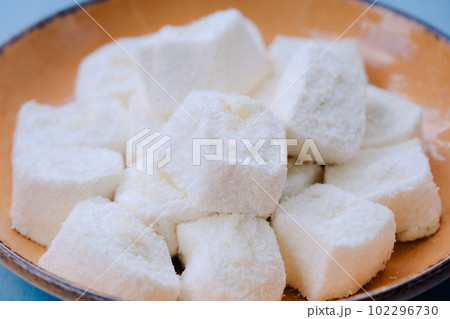 Traditional Afyon kaymak Lokum with cream. Turkish delight. 102296730