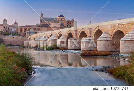 The majestic Mezquita Cathedral against the blue sky. Cordova. 102297420