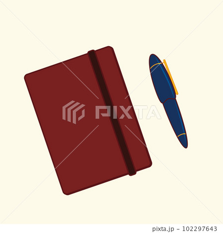Retro style vector illustration of a vintage notebook and a pen 102297643