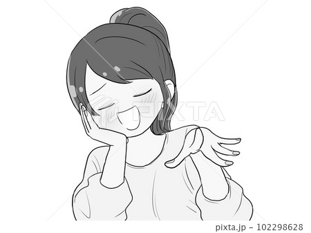 顔を赤らめる女性 グレー 顔を赤らめる女性 グレー 102298628