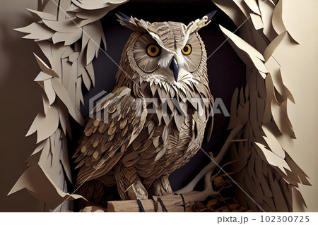 OWL, beautiful owl paper sculpture 102300725