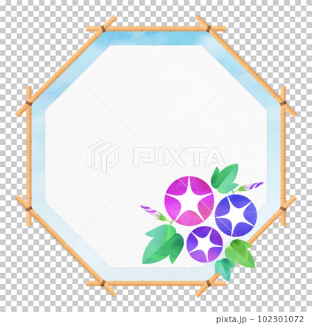 朝顔の八角形フレーム すだれ 夏フレーム 102301072