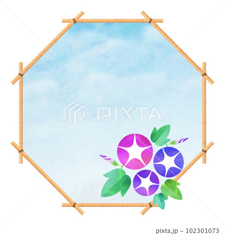 朝顔の八角形フレーム すだれ 夏フレーム 朝顔の八角形フレーム すだれ 夏フレーム 102301073