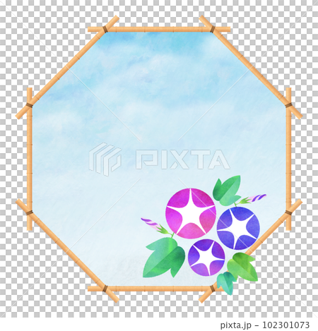 朝顔の八角形フレーム すだれ 夏フレーム 朝顔の八角形フレーム すだれ 夏フレーム 102301073