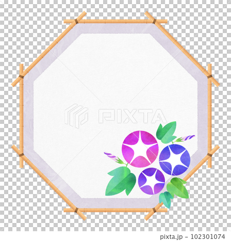 朝顔の八角形フレーム すだれ 夏フレーム 102301074