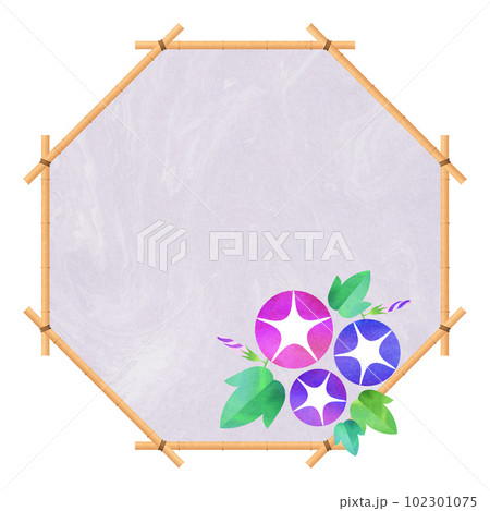 朝顔の八角形フレーム すだれ 夏フレーム 朝顔の八角形フレーム すだれ 夏フレーム 102301075