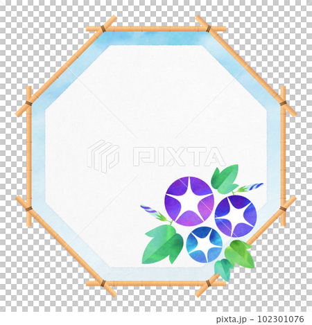 朝顔の八角形フレーム すだれ 夏フレーム 102301076