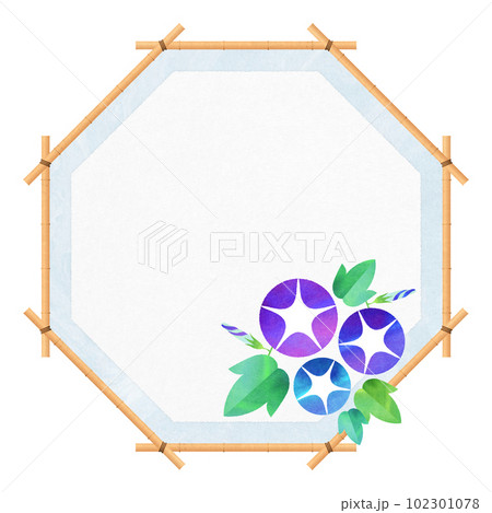 朝顔の八角形フレーム すだれ 夏フレーム 朝顔の八角形フレーム すだれ 夏フレーム 102301078