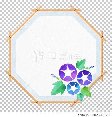 朝顔の八角形フレーム すだれ 夏フレーム 朝顔の八角形フレーム すだれ 夏フレーム 102301078