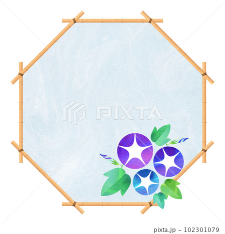 朝顔の八角形フレーム すだれ 夏フレーム 朝顔の八角形フレーム すだれ 夏フレーム 102301079