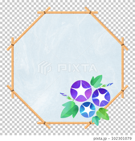 朝顔の八角形フレーム すだれ 夏フレーム 朝顔の八角形フレーム すだれ 夏フレーム 102301079