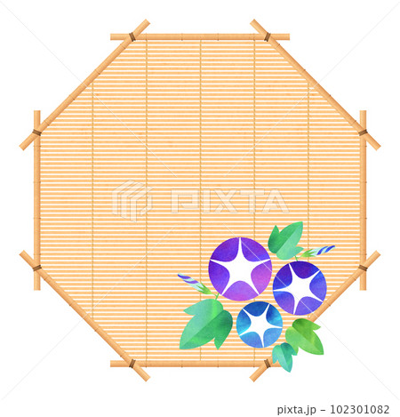 朝顔の八角形フレーム すだれ 夏フレーム 102301082