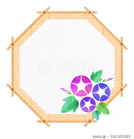 朝顔の八角形フレーム すだれ 夏フレーム 102301083