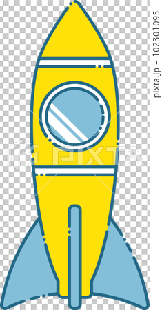 青と黄色のかわいいロケット、ミサイルのイラスト 青と黄色のかわいいロケット、ミサイルのイラスト 102301095